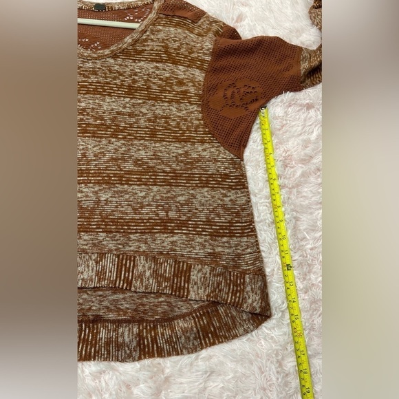 We The Free Burnt Orange Crochet Knit Long Sleeve Pullover Women’s Top Bohemian - Picture 12 of 13